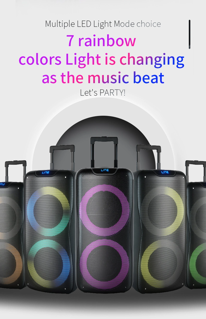 Sound System for Party Party Speaker Home Theater System DJ Portable Wireless PA Speaker Dual 8 Inch Trolley Bluetooth Speakers