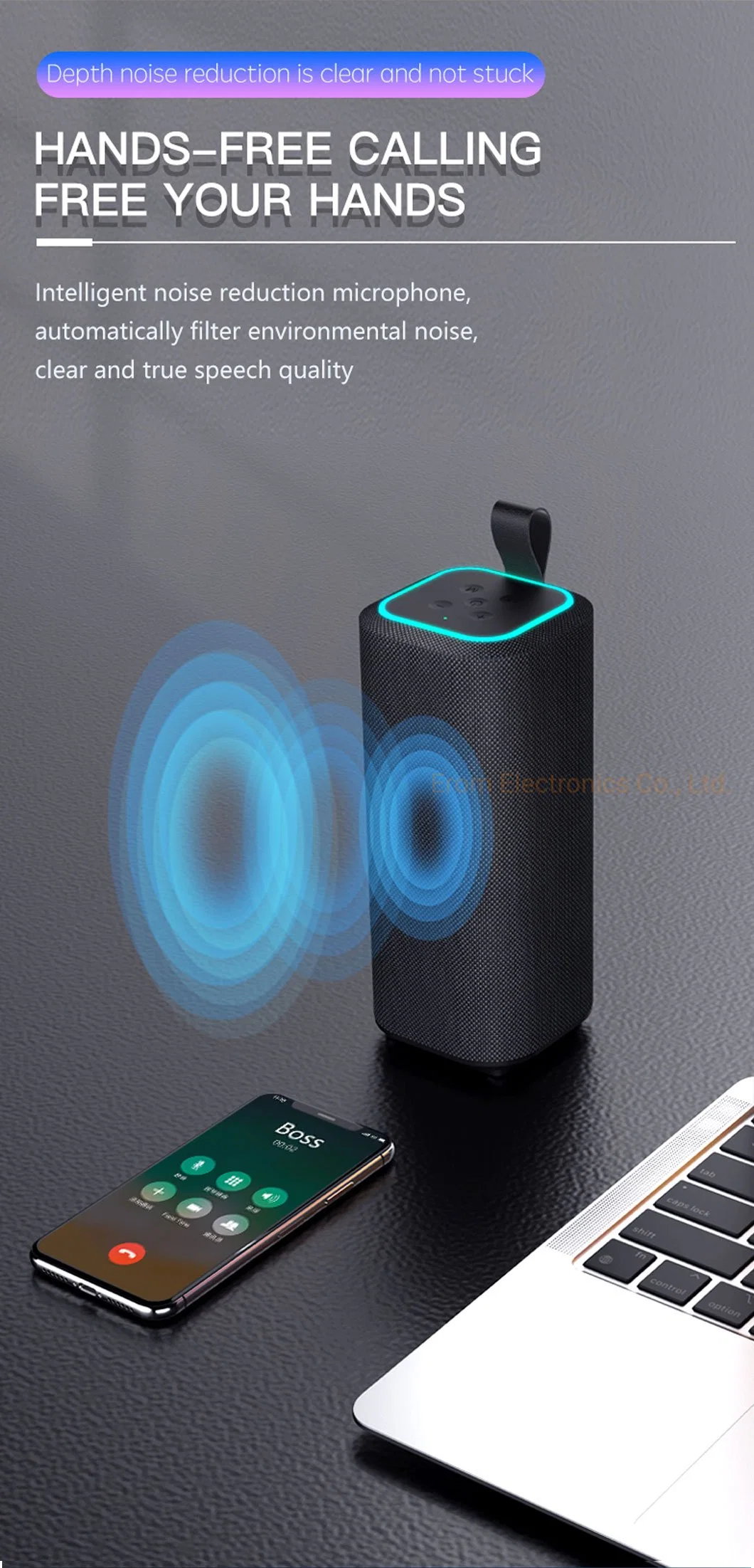 2022 New Style Tws Hi-Fi Audio Professional Wireless Bluetooth Speaker with Hands-Free USB Flash Disk Playback Karaoke Function