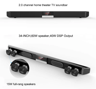 Miboard Hot Sale New Design LED Portable Wireless Speakers Sound Bass Mobile 2.0 Channel Bluetooth Version 5.0+EDR Soundbar with 3.5mm Aux Input